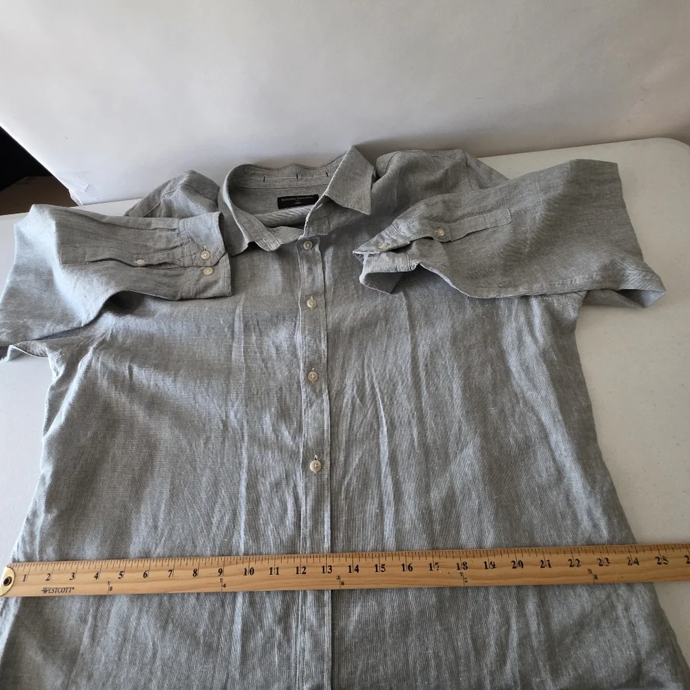 Banana‎ Republic Linen Cotton Shirt Size XL Untucked Fit Long Sleeve Button-up